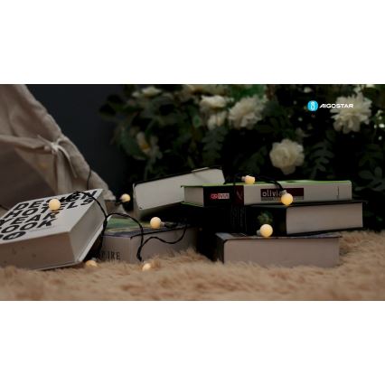 Aigostar - Guirlande décorative solaire 50xLED/8 fonctions 12m IP65 800 mAh blanc chaud
