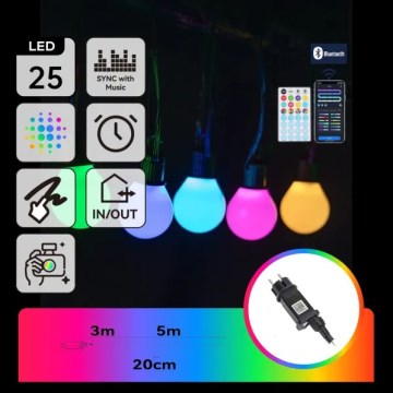 Aigostar - Guirlande d'extérieur connectée LED RGBICW MESH 25 LED 5 m IP44 + télécommande