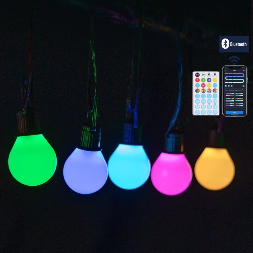 Aigostar - LED RGBICW Guirlande MESH d'extérieur intelligente 25 LED 5 m IP44 + télécommande