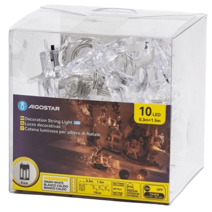 Aigostar - Guirlande LED 10xLED/3xAA 1,5m blanc chaud cerfs