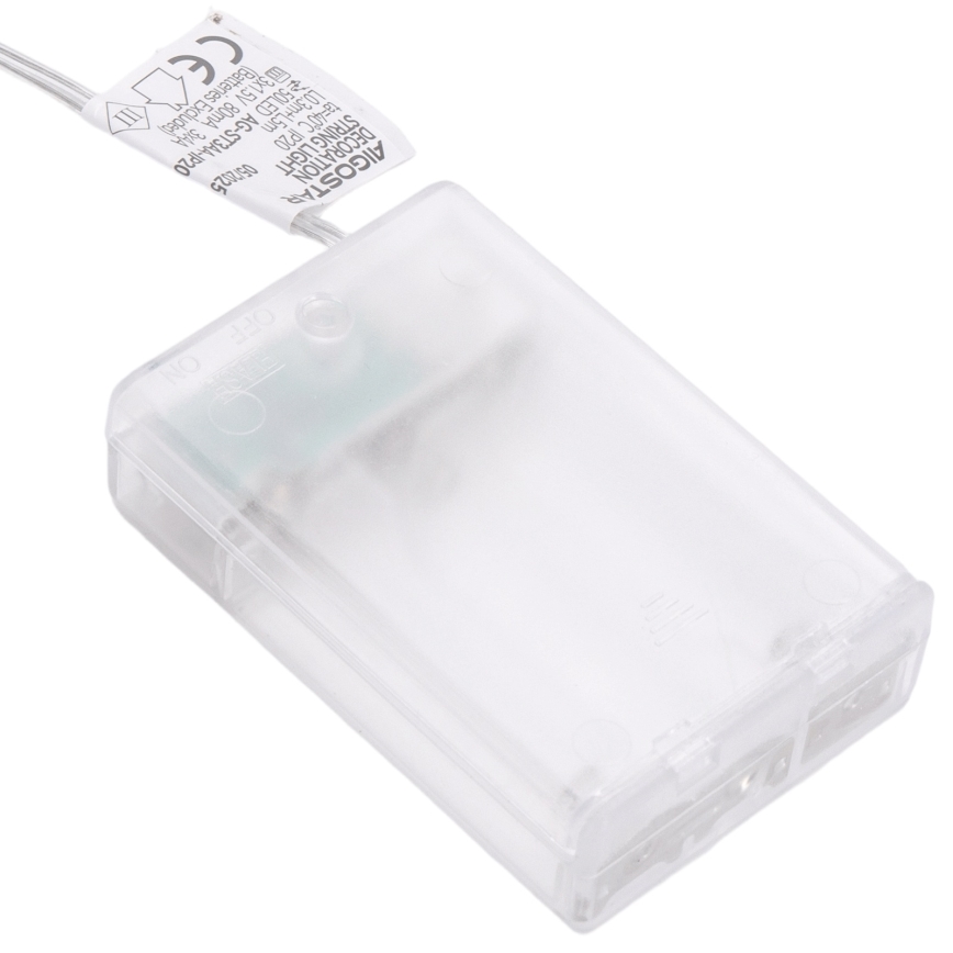Aigostar - Guirlande LED 50 LED / 3×AA, 5 m, blanc chaud, argentée