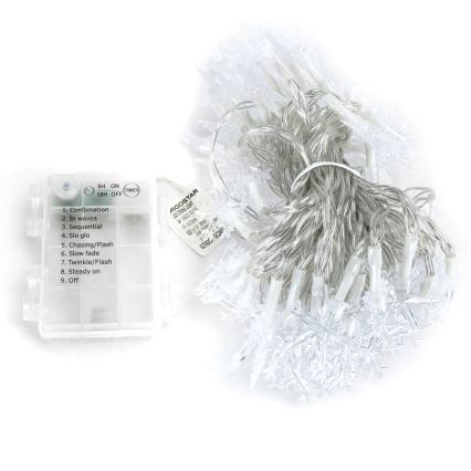 Aigostar - Guirlande de Noël extérieure LED 100 LED, 8 fonctions, alimentée par 3 piles AA, 10 m, IP44, blanc chaud, étoiles