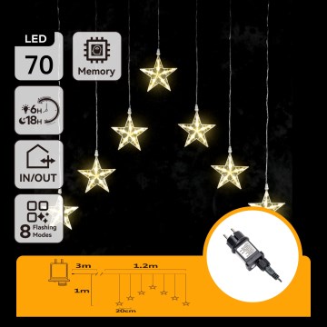 Aigostar - Guirlande LED de Noël d'extérieur 70xLED/230V 1,2x1m IP44 blanc chaud étoiles