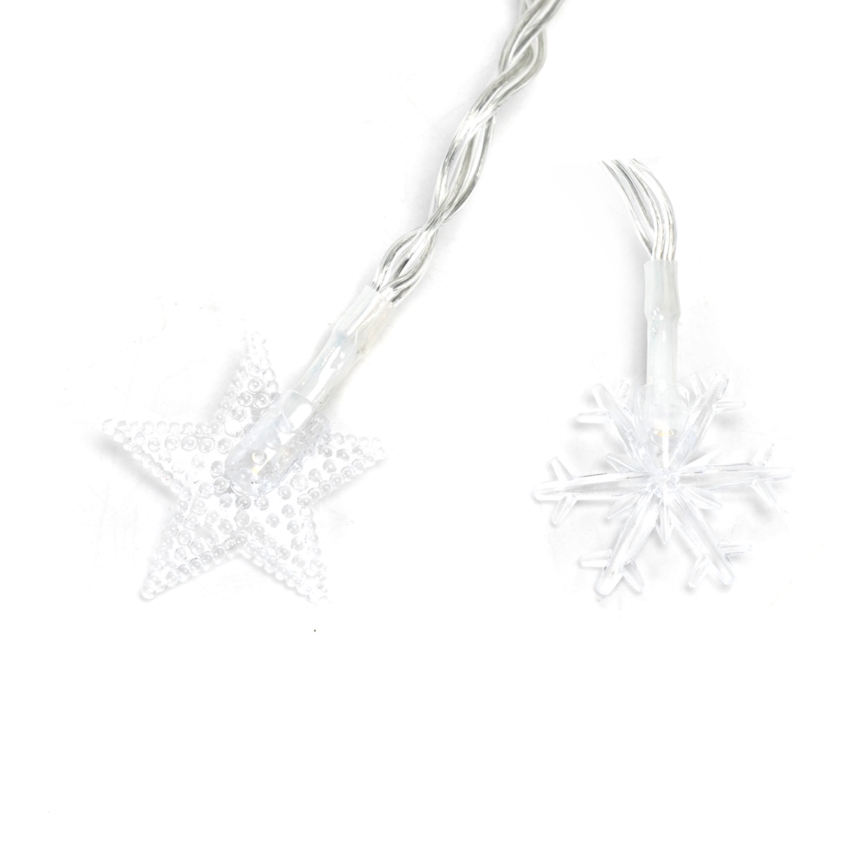Aigostar - Guirlande LED extérieure 25 LED / 8 fonctions / 3xAA / 2,5 m / IP44 / blanc chaud en forme d'étoiles