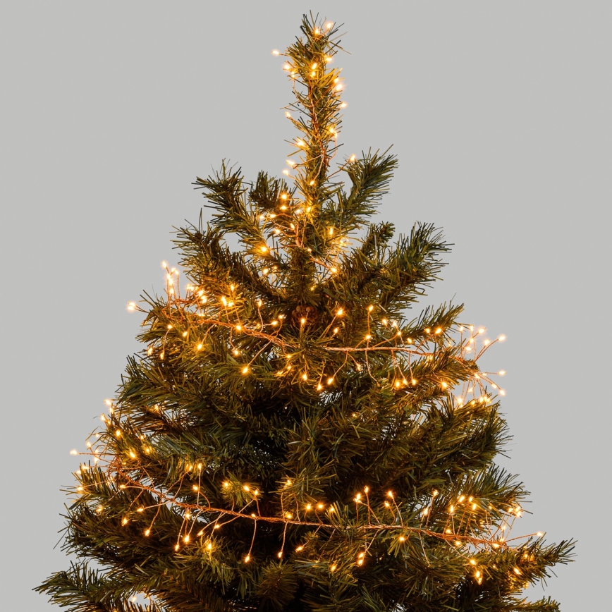 Aigostar - Guirlande LED de Noël pour l'extérieur 200 LED / 8 fonctions, 3 piles AA, 6,3 m, IP44, blanc chaud