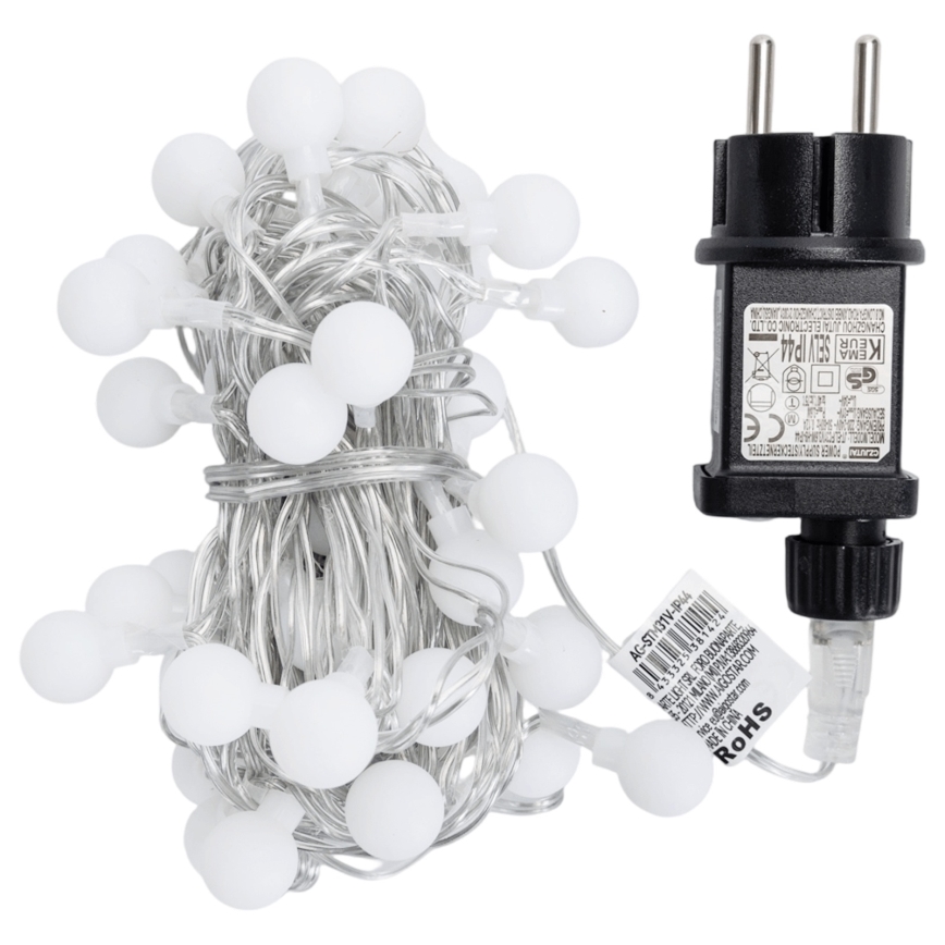 Aigostar - Guirlande décorative LED d'extérieur 50 LED/8 fonctions 5 m IP44 blanc chaud