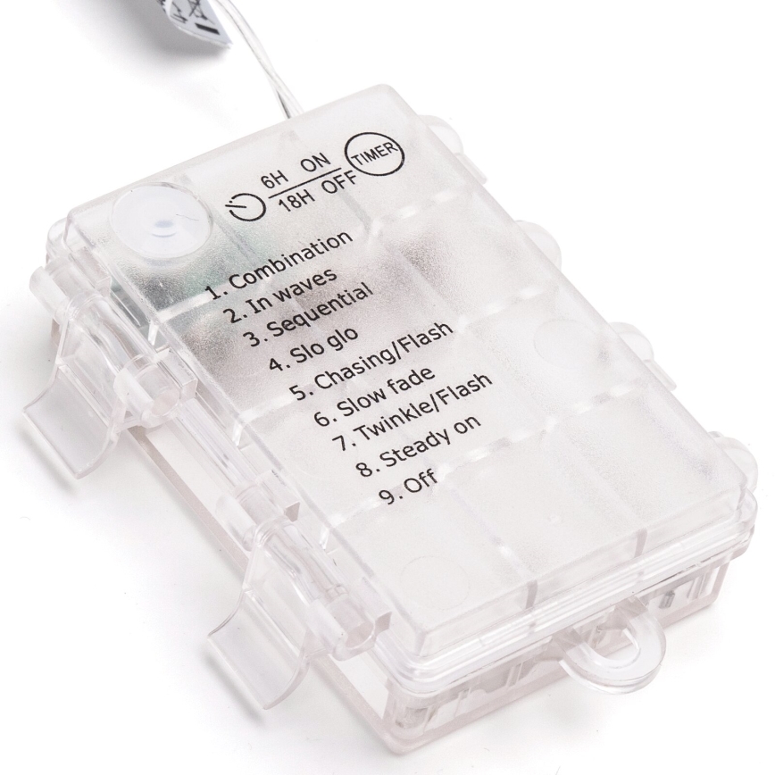 Aigostar - Guirlande LED d'extérieur 100 LED, 8 modes, alimentée par 3 piles AA, 10,3 m, IP44, blanc chaud