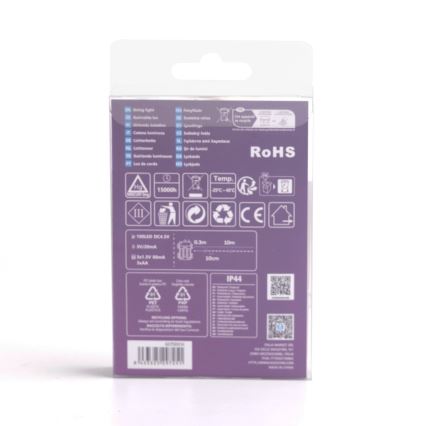 Aigostar - LED Guirlande extérieure 100xLED/8 modes/3xAA 10,3m IP44 blanc froid