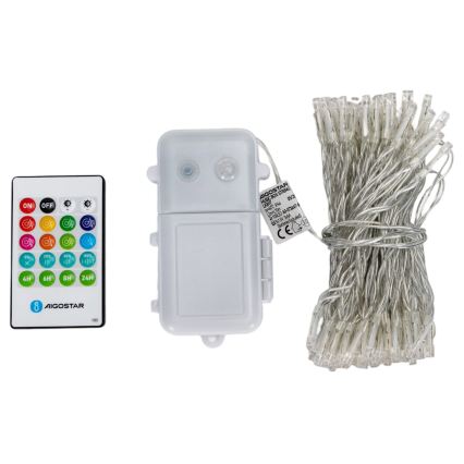 Aigostar - LED dimmable guirlande lumineuse de Noël d'extérieur avec capteur de mouvement 100xLED/3xAA 12m blanc froid + télécommande