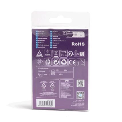 Aigostar - Guirlande LED d'extérieur 100xLED/8 fonctions/3xAA10,3m IP44 multicolore