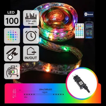 Aigostar - Guirlande lumineuse de Noël connectée LED RGBICW MESH 100 LED 10 m IP44 + télécommande