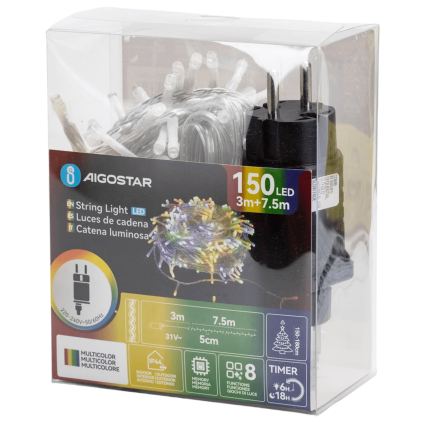 Aigostar - Guirlande lumineuse de Noël extérieure LED 150 LED/8 fonctions 10,3 m IP44 multicolore