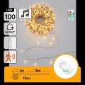 Aigostar - Guirlande lumineuse de Noël LED dimmable d'extérieur avec capteur de mouvement 100xLED/3xAA 12m blanc chaud + télécommande