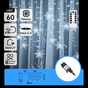 Aigostar - Guirlande lumineuse de Noël LED extérieure 120xLED/8 fonctions 3x0,7m IP44 blanc froid + télécommande