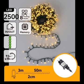 Aigostar - Guirlande lumineuse de Noël LED extérieure 2 500 LED / 8 fonctions, 53 m, IP44, blanc chaud