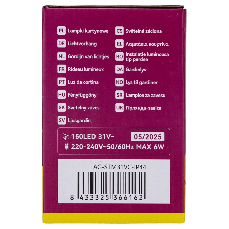 Aigostar - LED guirlande de Noël extérieure 150xLED/6W/230V/8 fonctions 1,5x1m IP44 blanc chaud + télécommande