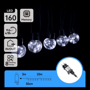 Aigostar - Guirlande lumineuse décorative d'extérieur 160 LED 10 m IP44 blanc froid