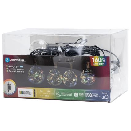 Aigostar - Guirlande lumineuse LED d'extérieur 160xLED 10m IP44 multicolore