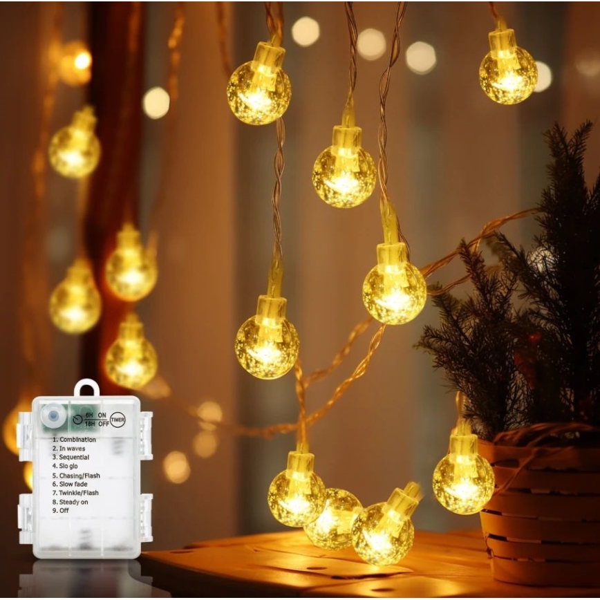 Aigostar - Guirlande LED d'extérieur 100xLED/3xAA/8 fonctions 10,3 m IP44 blanc chaud