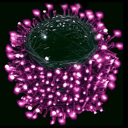 Aigostar - Guirlande lumineuse extérieure de Noël 200 LED/8 fonctions 3 piles AA 10,3 m IP44 rose