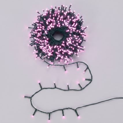 Aigostar - Guirlande lumineuse extérieure de Noël 200 LED/8 fonctions 3 piles AA 10,3 m IP44 rose