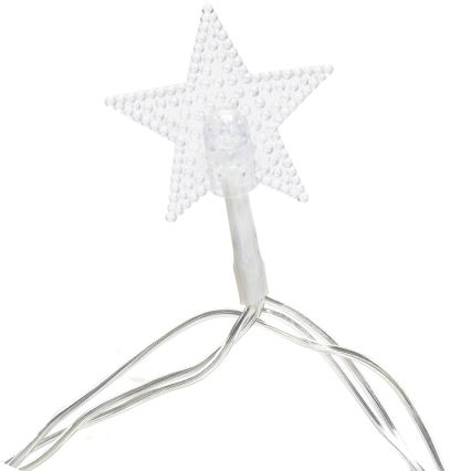 Aigostar - Guirlande lumineuse de Noël LED d'extérieur 50 LED / 8 fonctions / alimentation 3x AA / 5 m / IP44 / blanc froid / étoiles