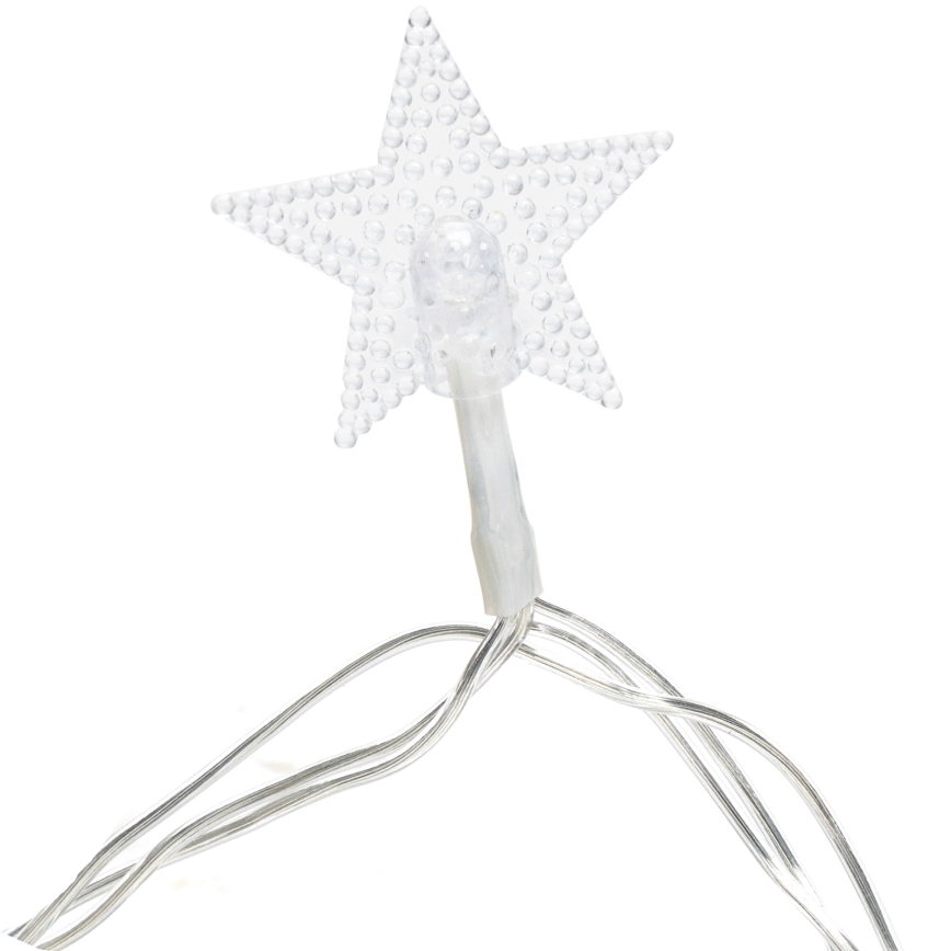 Aigostar - Guirlande lumineuse de Noël LED d'extérieur 50 LED / 8 fonctions / alimentation 3x AA / 5 m / IP44 / blanc froid / étoiles