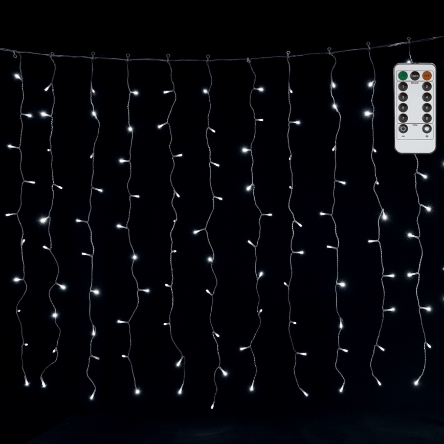 Aigostar - LED guirlande lumineuse de Noël d'extérieur 300xLED/8 fonctions 3x1m IP44 blanc froid + télécommande