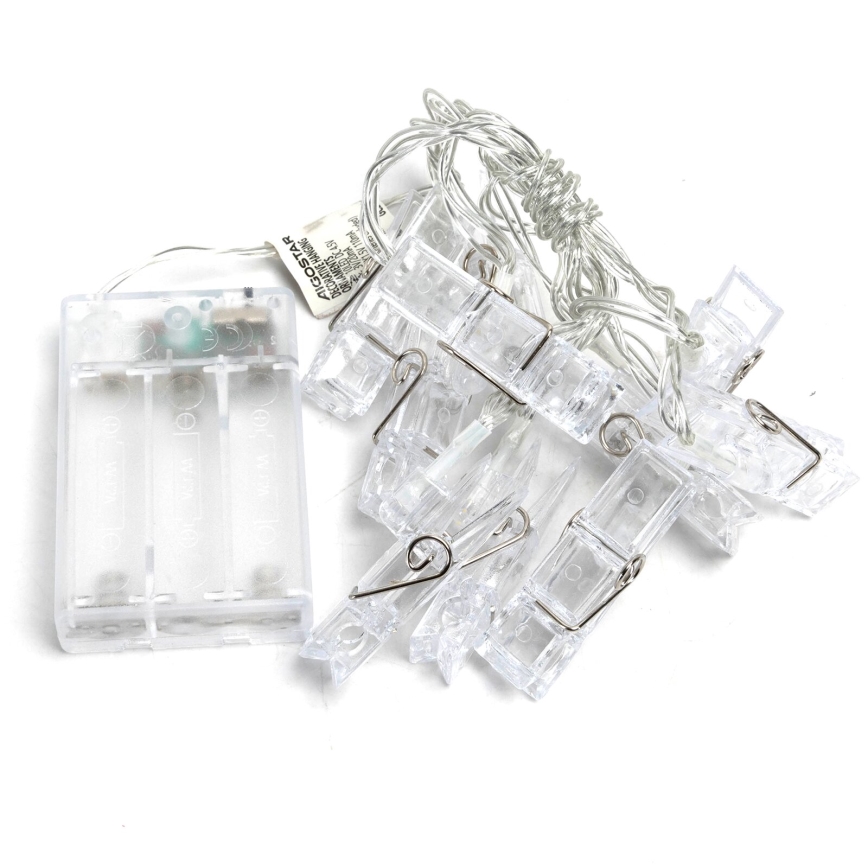 Aigostar - Guirlande lumineuse LED décorative avec pinces 20xLED/3xAA 3,3m blanc chaud