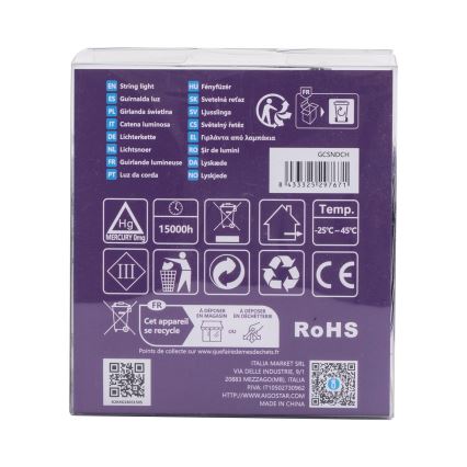 Aigostar - Guirlande LED d'extérieur 200xLED/8 fonctions 3xAA 10,3m IP44 blanc chaud