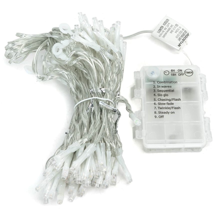 Aigostar - Guirlande lumineuse LED d'extérieur 200xLED/8 fonctions 3xAA 5x2m IP44 blanc chaud