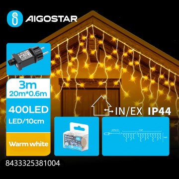 Aigostar - Guirlande lumineuse LED d'extérieur 400xLED/8 fonctions 23x0,6m IP44 blanc chaud