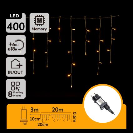 Aigostar - Guirlande lumineuse LED d'extérieur 400xLED/8 fonctions 23x0,6m IP44 blanc chaud