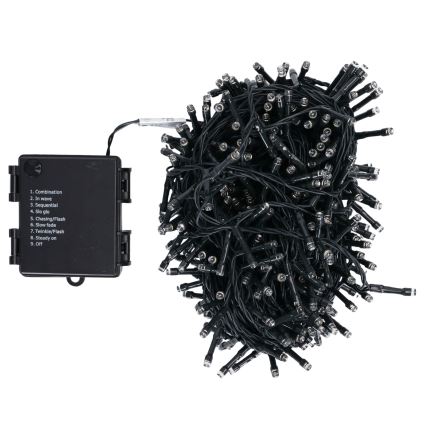 Aigostar - Guirlande lumineuse LED extérieure 500 LED / 8 fonctions, 4x AA, 25,3 m, IP44, blanc chaud