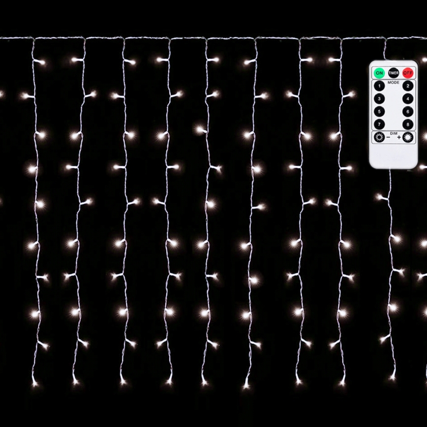 Aigostar - Guirlande lumineuse LED d'extérieur pour Noël 150 LED/6W/230V/8 fonctions 1,5x1m IP44 blanc froid + télécommande