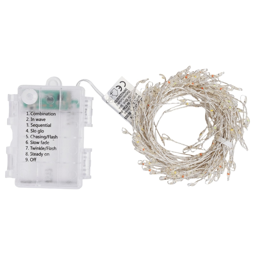 Aigostar - Guirlande lumineuse LED d'extérieur pour Noël 200xLED / 8 fonctions, 3xAA, 6,3 m, IP44, multicolore
