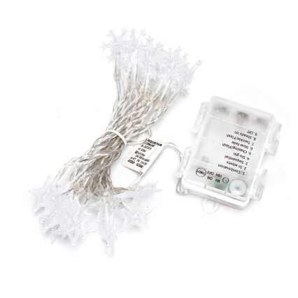 Aigostar - Guirlande de Noël LED extérieure 25 LED/8 fonctions 3xAA 2,5 m IP44 blanc froid