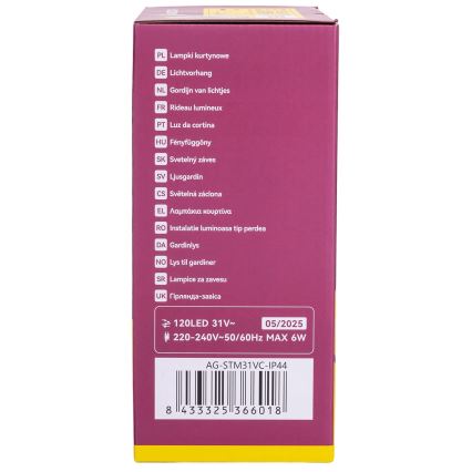 Aigostar - Guirlande de Noël LED extérieure 120xLED/6W/230V/8 fonctions 3x0,6m IP44 blanc chaud + télécommande