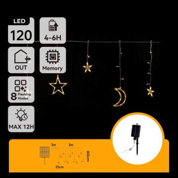 Aigostar - Guirlande lumineuse solaire LED pour Noël, 120 LED, 8 modes, 3 x 0,6 m, 500 mAh, IP65, blanc chaud