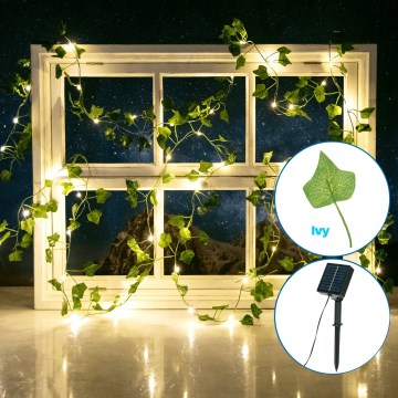 Aigostar - Guirlande solaire 100xLED/12m IP65 blanc chaud ivy