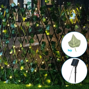 Aigostar - Guirlande solaire 102xLED/2x0,7m IP65 blanc chaud ivy