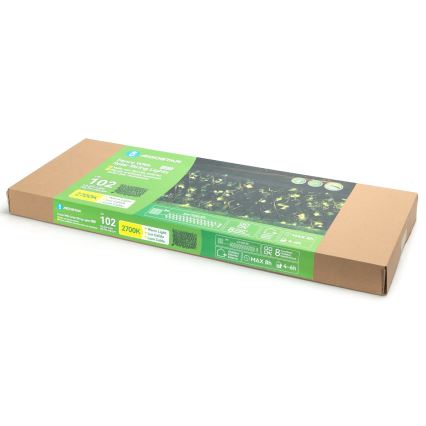 Aigostar - Guirlande solaire 102xLED/2x0,7m IP65 blanc chaud ivy