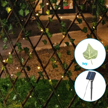 Aigostar - Guirlande solaire 148xLED/2x1,2m IP65 blanc chaud ivy
