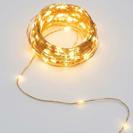Aigostar - Guirlande solaire LED 200 LED/8 modes 22 m IP65 blanc chaud 800 mAh