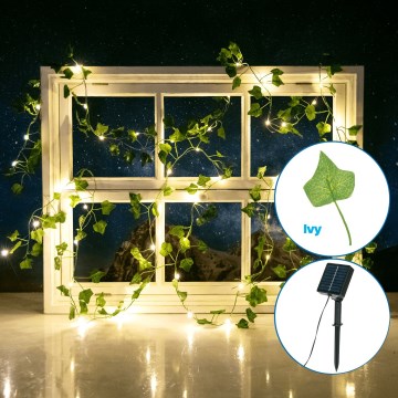 Aigostar - Guirlande solaire 50xLED/7m IP65 blanc chaud ivy