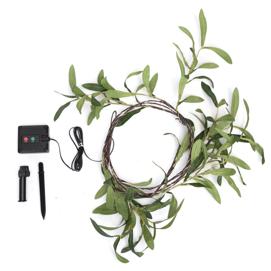 Aigostar - Guirlande solaire 60xLED/4m IP65 300 mAh blanc chaud olive