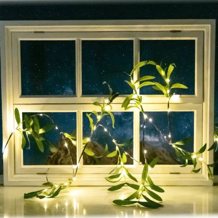 Aigostar - Guirlande solaire 60xLED/4m IP65 300 mAh blanc chaud olive