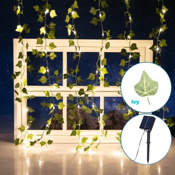 Aigostar - Guirlande solaire 70xLED/4x1m IP65 blanc chaud ivy