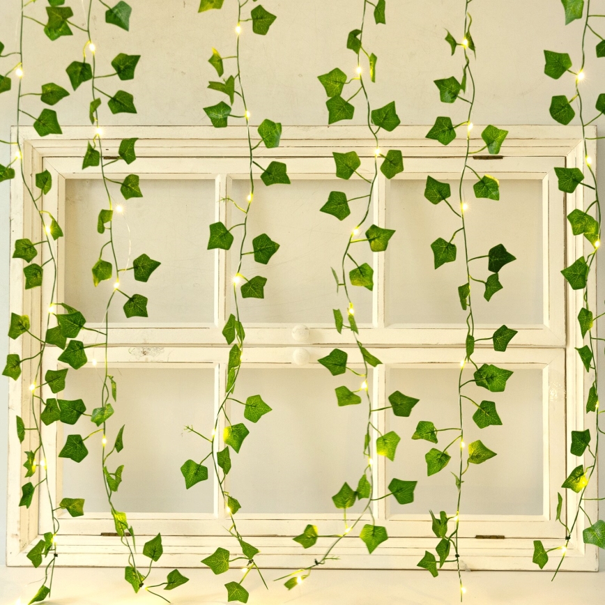 Aigostar - Guirlande solaire 70xLED/4x1m IP65 blanc chaud ivy