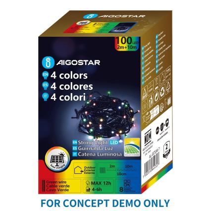 Aigostar - Guirlande de Noël solaire à LED 200 LED / 8 fonctions 22 m IP65 multicolore 800 mAh